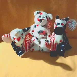 Ty Beanie Baby Trio Glory with Lefty @ Righty